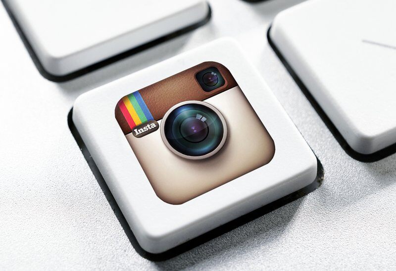 BELGRADE, SERBIA - JULY 15, 2015: Most popular logotype of Instagram applications printed on sticker and placed on a buttons of keyboard.